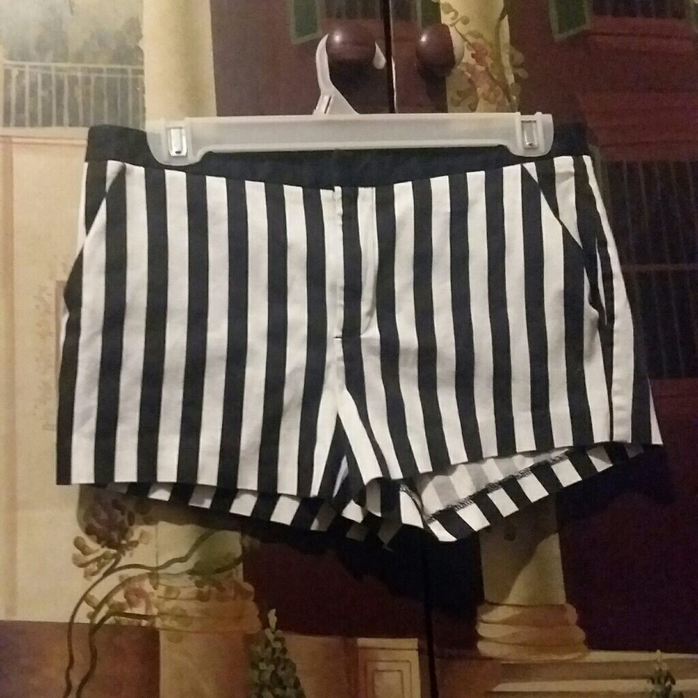 Black and White Forever 21 Striped Shorts